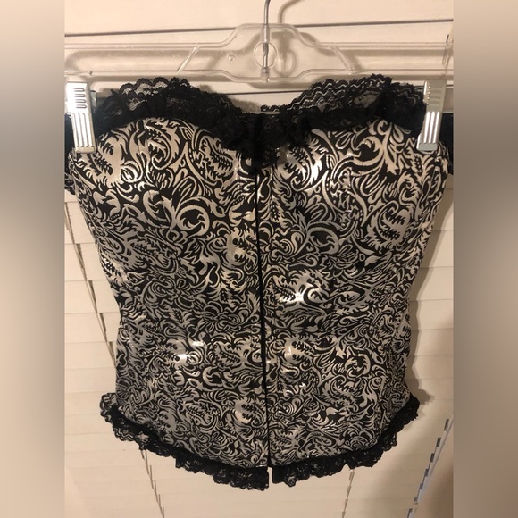 Vintage tapestry Corset with lace & boning by Shirley of Hollywood corset L GUC - Picture 5 of 11